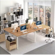 木以成居 电脑桌书桌加宽台式家用现代简约简易办公桌写字桌子 苹果木色白色桌腿 LY-1049